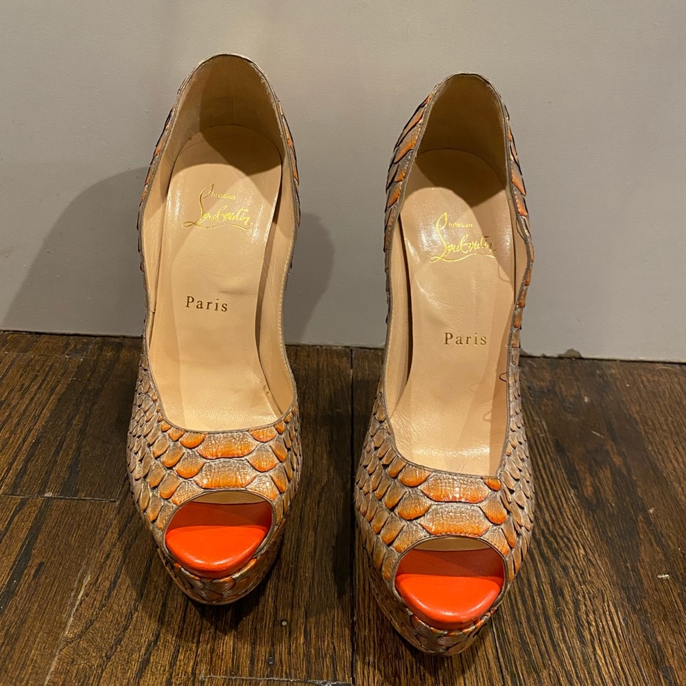 Christian Louboutin Python Open Toe Pump - image 2